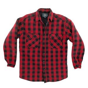 VTG Woolrich Sz Med Buffalo Plaid Insulated Shirt Jacket Red Black Heritage
